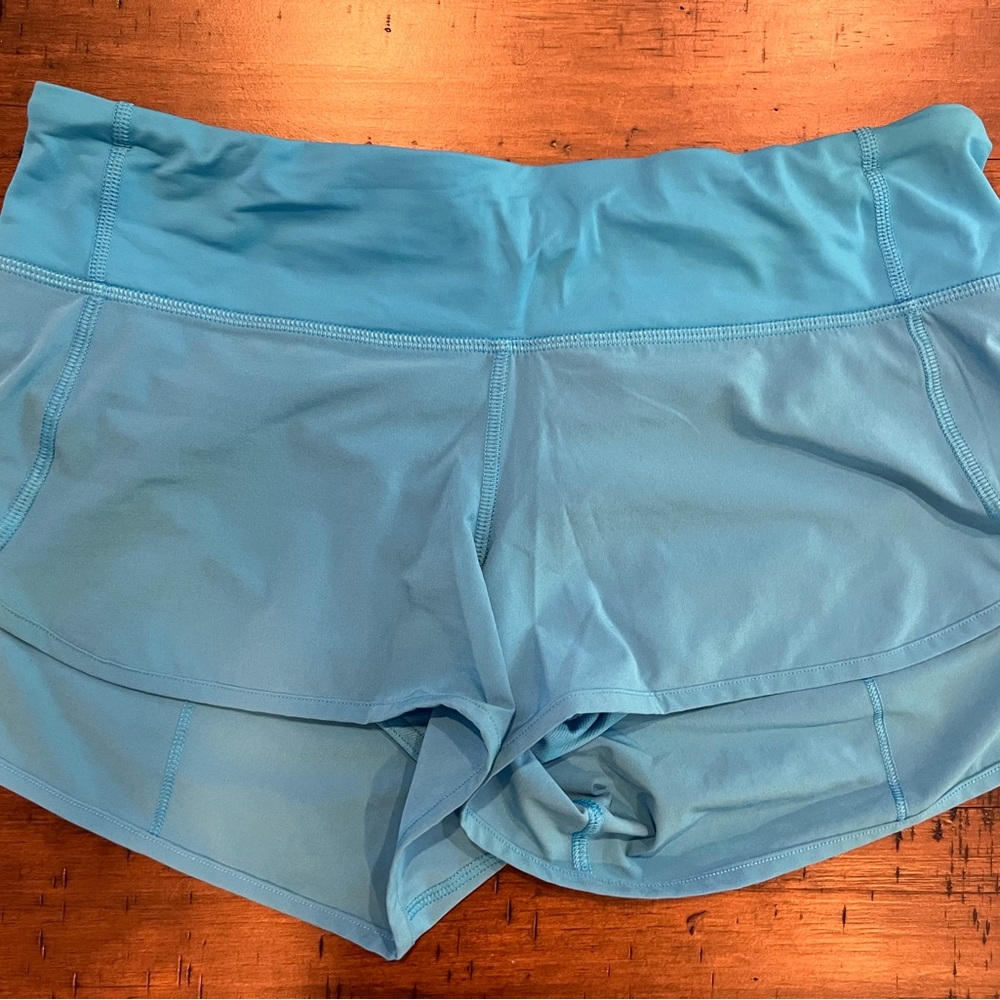 lululemon pool blue speed up shorts